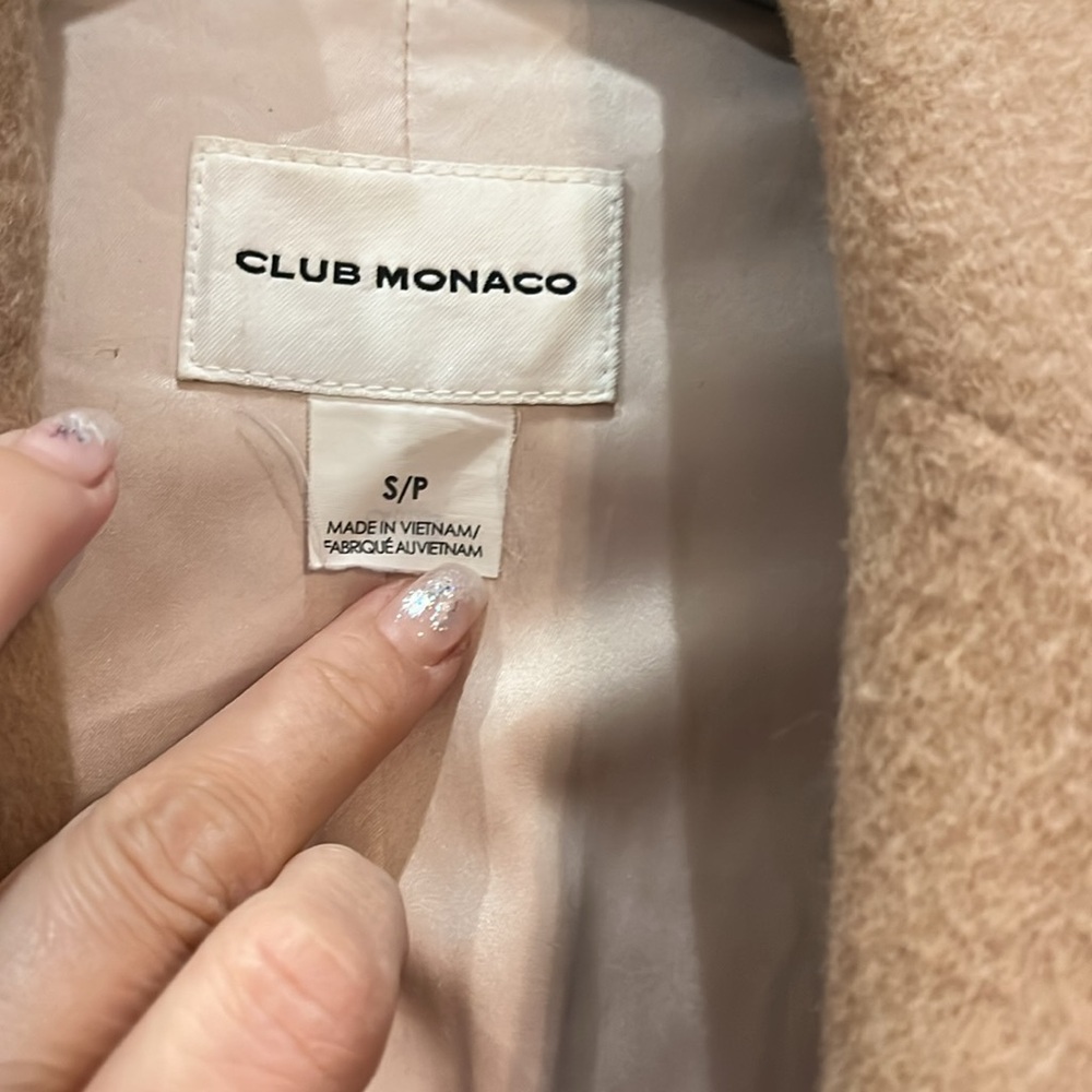 Club Monaco Camel/Tan Wool Blend Pea Coat - Picture 2 of 5